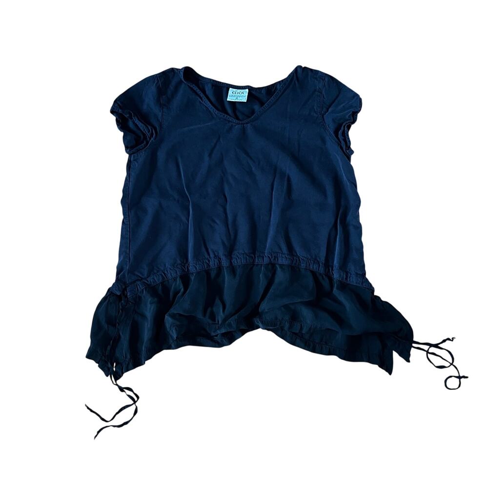 Click by Color Me Cotton | Black Tencel Blend Peplum Top | S